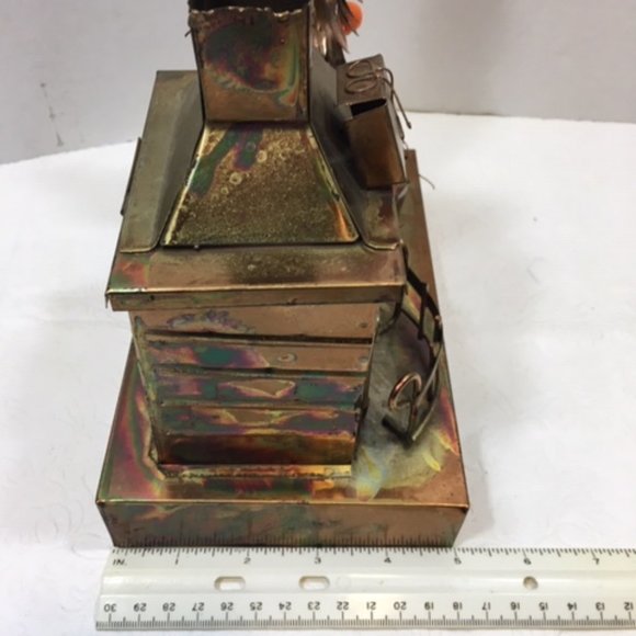 VTG Copper Christmas Spinning Tree/Fireplace w/out Lantern Table Decor Music - Picture 8 of 8